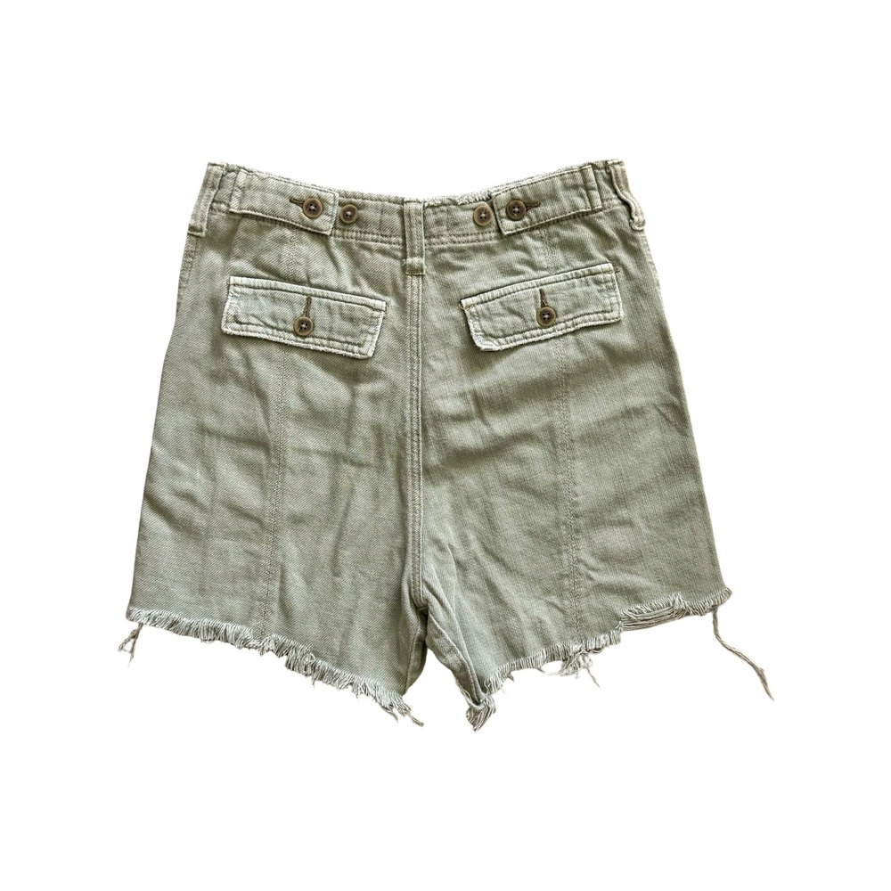We The Free Shes a Legend Harem Shorts Sage Green Distressed Frayed Size 0 - Picture 3 of 9